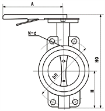 D71X手動對夾式軟密封蝶閥外形尺寸圖 D71X手動對夾式軟密封蝶閥外形尺寸圖
