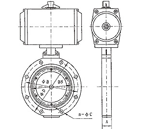 GIQ-B/AB型系列高真空氣動(dòng)蝶閥外形尺寸圖 GIQ-B/AB型系列高真空氣動(dòng)蝶閥外形尺寸圖