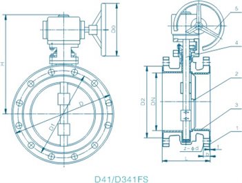 法蘭襯四氟蝶閥外形尺寸圖 法蘭襯四氟蝶閥外形尺寸圖