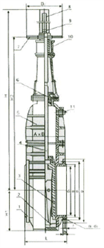 明桿平行式煤氣快速啟閉閘閥總裝圖 明桿平行式煤氣快速啟閉閘閥總裝圖