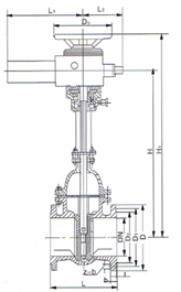 電動明桿楔式單閘板閘閥尺寸圖 電動明桿楔式單閘板閘閥尺寸圖
